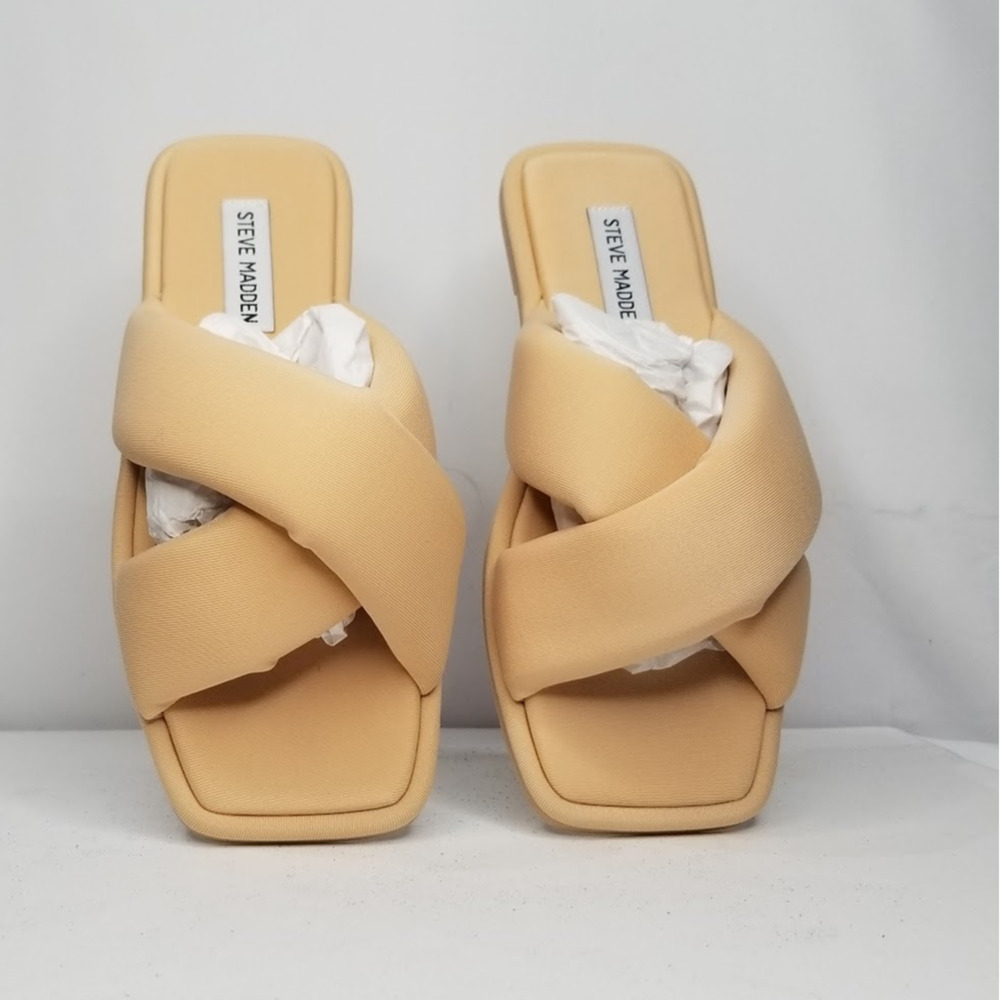 Steve Madden Women's Dixie Comfort Slip On Slide Sandals Size 8 Natural NWT - Picture 2 of 7